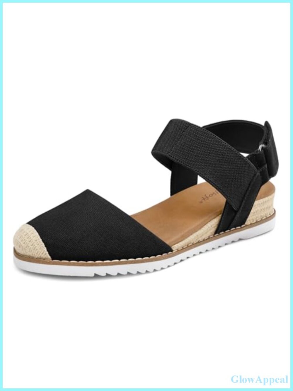 Women's Low Wedge Sandals Closed Toe Espadrilles Slip On Elastic Ankle Strap